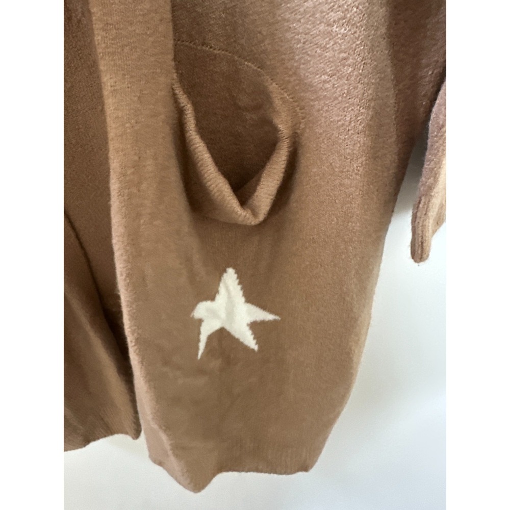 NEW EVANS Starry Camel Star Print Longline Open Front Cardigan Plus Size 20 - Picture 5 of 10